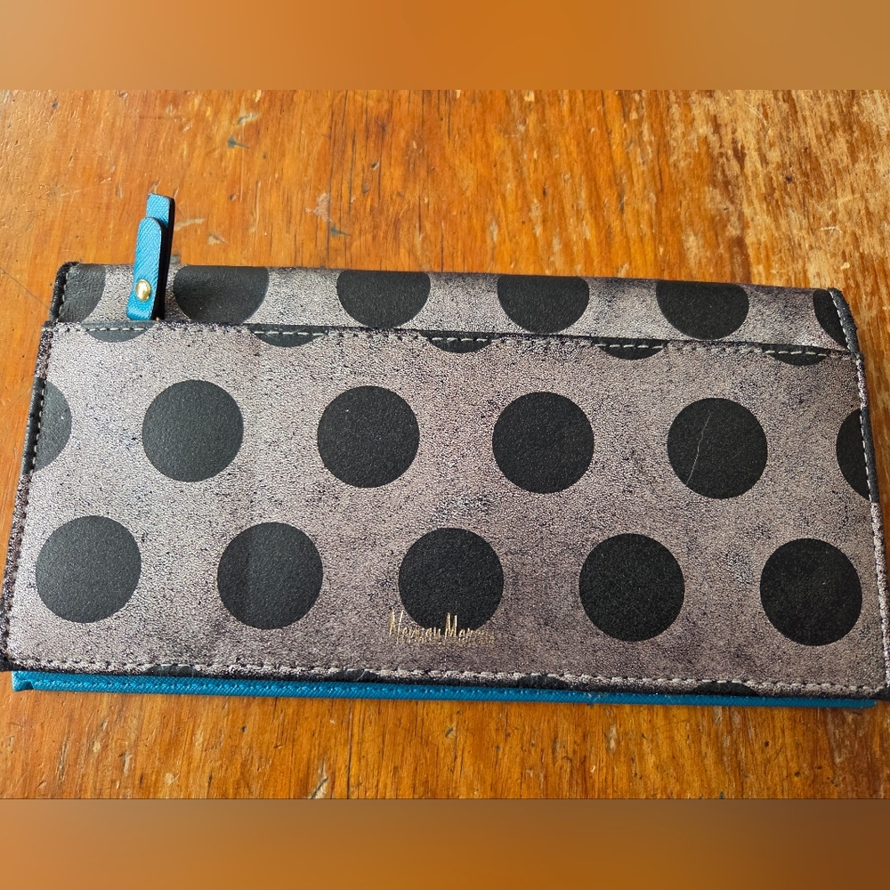 Neiman Marcus Polka Dot Passport Clutch Wallet with 'My Everything' Print Travel - Picture 3 of 6
